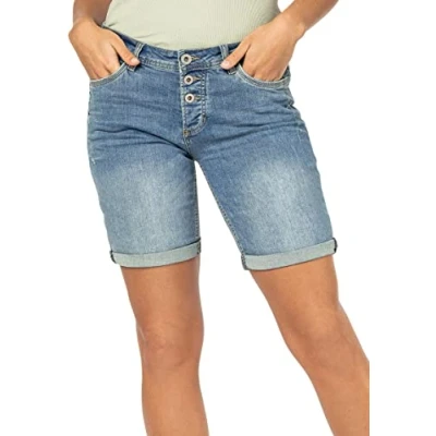 Abbildung von Sublevel Damen Jeans Bermuda Shorts mit Denim Aufschlag Dark Blue XS
