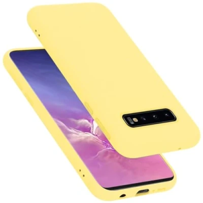 Abbildung von Cadorabo Hülle kompatibel mit Samsung Galaxy S10 4G Silikon Handyhülle für Case aus flüssigem stoßfeste dünne TPU Schutzhülle Liquid GELB