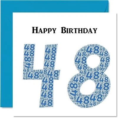 Abbildung von lustige Geburtstagskarte zum 48. Geburtstag für Männer Shapecloud Happy Birthday Karte Vater, Mutter, Bruder, Schwester, Großvater, Oma, Onkel, Tante, 145 mm x Grußkarten,