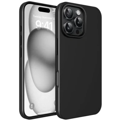 Abbildung von Verco Kompatibel mit iPhone 16 Pro Hülle, Matte Rückschale Schutzhülle für Case Silikon Handyhülle Schwarz
