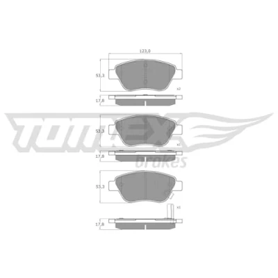 Abbildung von TOMEX brakes TX 15 20 Bremsbelagsatz Vorderachse mit akustischer Verschleißwarnung OPEL: Corsa D Schrägheck, Adam, FIAT: Panda II Schrägheck