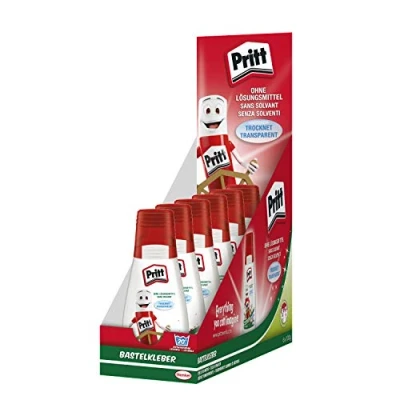 Abbildung von Pritt Bastelkleber, transparent trocknender Alleskleber für Zuhause, Schule oder Büro, weißer Bastelkleber Kinder, 6 er Pack (6x100g)
