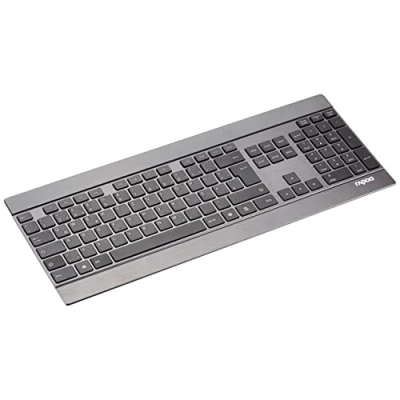 Abbildung von Rapoo E9270P kabellose Tastatur wireless Keyboard ultraflaches 4 mm Tastaturdesign aus Edelstahl und Aluminium 9 Monate Batterielaufzeit DE Layout QWERTZ PC &amp; Mac schwarz