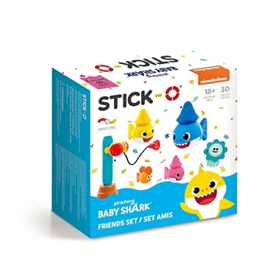 Abbildung von Stick O magnetische Bausteine für Kinder ab 1 Jahre, kreatives Konstruktionsspielzeug, Lernspielzeug mit Magnet, Baby Shark Friends Set Mädchen und Jungen, Montessori Spielzeug, 30 Teile Set,