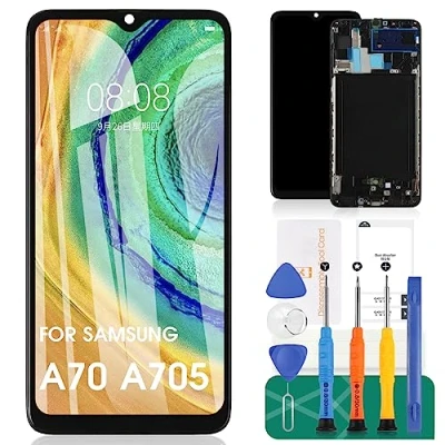 Abbildung von TFT für Samsung Galaxy A70 Bildschirm Ersatz A705F LCD Display Touch Panel Sensor Digitizer Reparatur Kits mit Rahmen (schwarz, Keine Fingerabdruck Erkennung)
