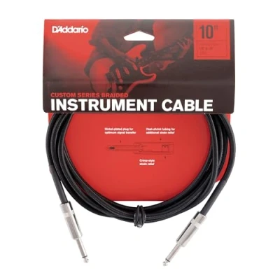 Abbildung von D&#039;Addario Custom Series Instrumentenkabel mit Flechtschirm, Schwarz, 3 m