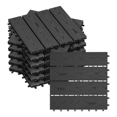 Abbildung von Woltu WPC Fliesen, 22 St., Holzoptik Bodenbelag mit Klicksystem 30x30 cm Stück