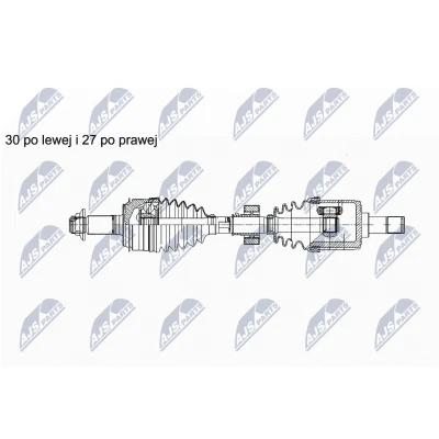 Abbildung von NTY NPW HD 056 Antriebswelle Vorderachse links 677 Getriebeautomatik 5 Gang HONDA: ACCORD 8, 8 Kombi