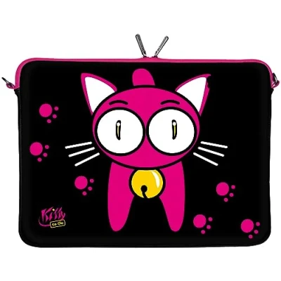 Abbildung von KITTY TO GO LS133 10 Designer iPad Pro 9,7 Hülle aus Neopren passend für bis 10.5 Zoll (26,67 cm) Air Schutzhülle Tasche Sleeve Case Katze schwarz pink