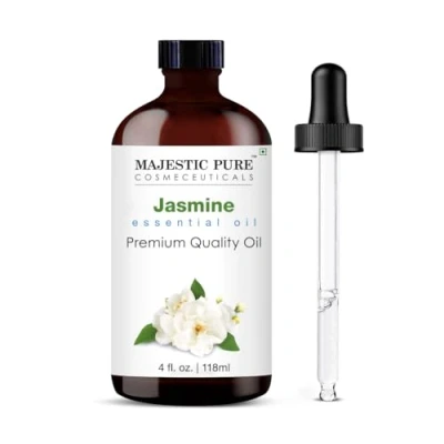 Abbildung von MAJESTIC PURE Ätherisches Jasminöl 100% reines und natürliches Ätherische Öle in Premiumqualität für Haarpflege, Raumdiffusoren, Haut, Aromatherapie, Massage Luftbefeuchter 4 Fl Oz