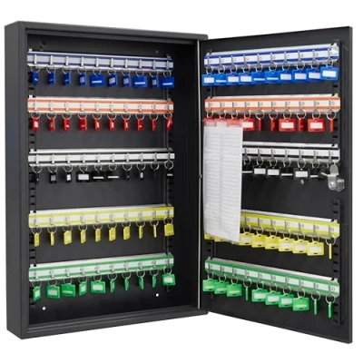 Abbildung von ARREGUI PL100EN Schlüsselschrank mit 100 verstellbaren Haken Schlüsselbox aus Stahl IP65 Elektronikschloss Schlüsselkasten Zahlenschloss Programmierbare Codes 55x38x8 cm Schwarz