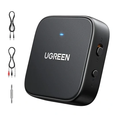 Abbildung von UGREEN Bluetooth 5.2 Klinke Adapter für Zwei Kopfhörer wie Airpods 2 in 1 Empfänger TV, Stereoanlage, kabelloses Audio Transmitter Receiver Auto,Flugzeug