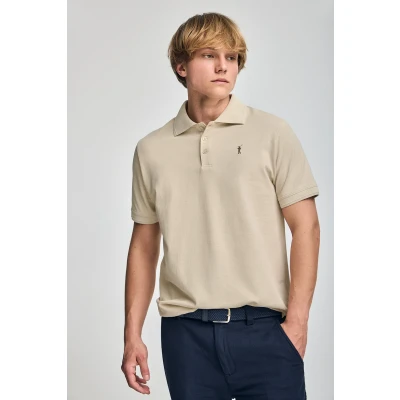 Abbildung von Polo Club Herren Kurzärmliges Poloshirt Beige Mit Drei Knöpfen Und Rigby Go Logo 4xl