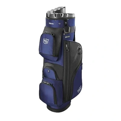 Abbildung von Wilson Staff Golftasche, i Lock 3 Cart Bag, Trolleytasche, 14 Fächer für diverse Golfschläger, Marineblau/Schwarz
