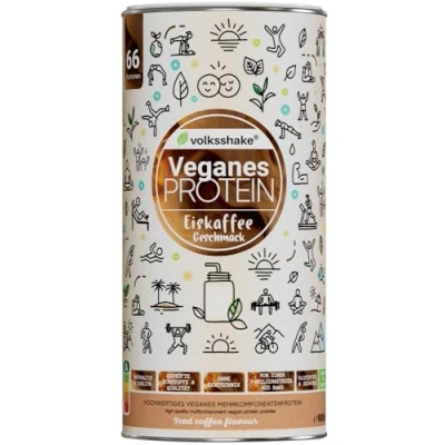 Abbildung von Veganes Protein Eiskaffee 1000g 12 pflanzliche Proteinquellen Ohne Sucralose Soja &amp; Gluten Premiumqualität vom Bodensee Made in Germany