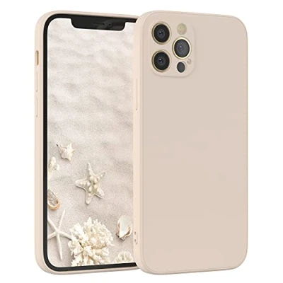 Abbildung von EAZY Case Silikonhülle für iPhone 12 Pro Hülle Silikon Beige weich stoßfeste Handyhülle Schutzhülle mit Kameraschutz Dünn Premium Schutz Cover TPU Phone Bumper in Taupe