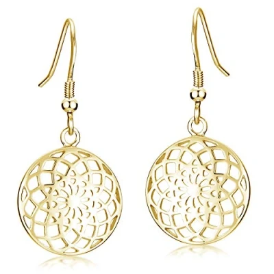 Abbildung von Materia Paar Ohrhaken Lebensblume / Blume des Lebens SO 451 Gold, 925 Sterling Silber, vergoldet