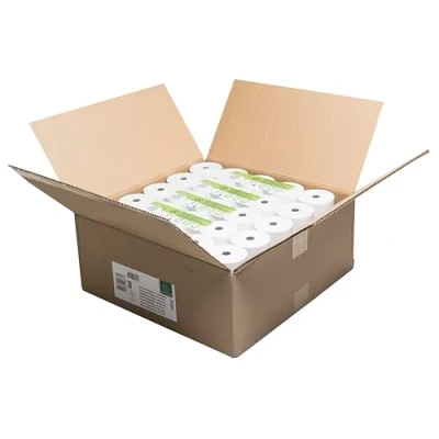 Abbildung von Exacompta Ref. 40867E Karton mit 50 Rollen für Kassenbon 80 x 73 mm 70 m 1 lagig, thermisch 55 g/m², ohne Phenol Weiß