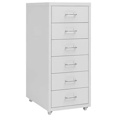 Abbildung von vidaXL Aktenschrank mit Rollen Rollcontainer Bürocontainer Schubladenschrank Büroschrank Metallschrank Schrank Grau 28x41x69cm Metall