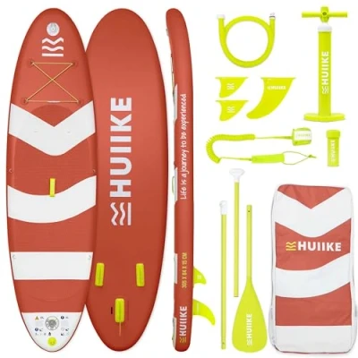 Abbildung von HUIIKE Stand Up Paddling Board mit Zubehör, Paddel, Finnen, Pumpe. Paddle Sup Aufblasbar Hohe Stabilität und Widerstandsfähigkeit. 305 x 84 15 cm, Belastbar bis 130 kg