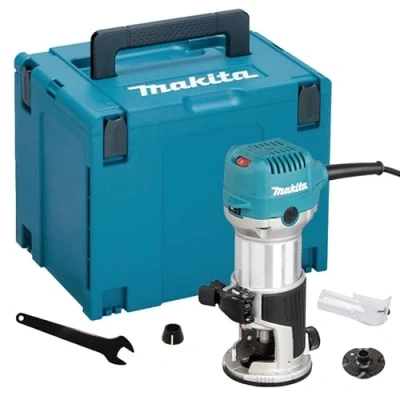 Abbildung von Makita RT0702CJ Fräse und Oberfräse, 710 W, Zange Ø8 oder 6 mm im Makpac Koffer