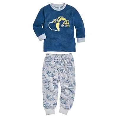 Abbildung von Playshoes Unisex Kinder Frottee Schlafanzug Zweiteilig Pyjama Set, Bagger, 116 EU