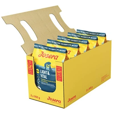 Abbildung von JOSERA Light &amp; Vital (5 x 900 g) Adult Premium Trockenfutter für ausgewachsene Hunde Geflügel Erbse wenig Fett viel Protein zur Gewichtskontrolle weizenfrei Hundefutter 5er Pack