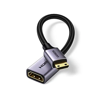 Abbildung von UGREEN Mini HDMI auf Adapter 4K 60Hz 18Gbit/s unterstützt 3D, Ethernet ARC kompatibel mit Raspberry Pi Zero 2 W, Kamera, Camcorder, Tablet, 25CM