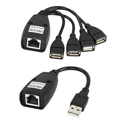 Abbildung von RIIEYOCA USB Extender mit 4 Port Hub, über Cat5e/Cat6 Kabelverbindung bis zu 50 m RJ45 LAN Verlängerung, Plug and Play, kein Treiber, für Maus, Tastatur, Drucker, Kamera