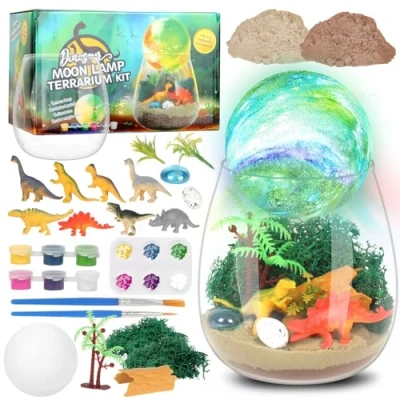 Abbildung von Withosent Dino Nachtlicht Mädchen, DIY Terrarium Set Bastelset Kinder, Lampe Selber Basteln mit Mondlampe, Dinosaurier Geschenke für Jungen Mädchen Kinder ab 3, 4, 5, 6, 7 8 Jahren