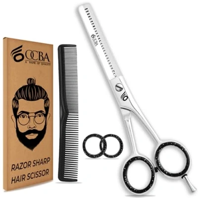 Abbildung von Friseurschere OCBA Professionelles 6&#039; Haarschneideschere &amp; Haarschere Perfektes Design für Friseure Salons Männer und Frauen (6 Zoll Silberausdünnung)