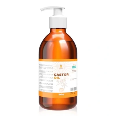 Abbildung von Snadi Reines BIO Rizinusöl 500 ml Kaltgepresst Antioxidativ und Anti Aging Feuchtigkeitsspendend für trockene Haut Haare Ideal Wimpern Bart Castor Oil