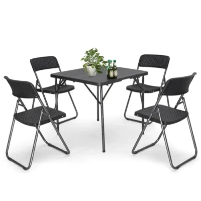Abbildung von Sekey Gartengarnitur Set, Garten Essgruppe 4 Personen, Balkonset Balkonmöbel Set Stühle mit Tisch, Klappbar Gartentisch Stühlen Terrassenmöbel für Terrasse, Balkon, Bistro,