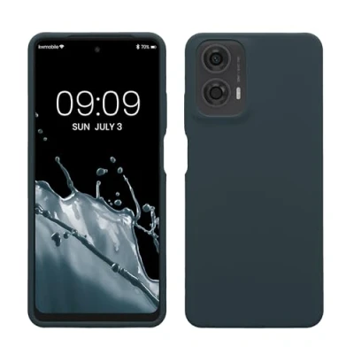 Abbildung von kwmobile Hülle kompatibel mit Motorola Moto G24 / E14 G04 G04s Silikon Handy Case Handyhülle weiche Oberfläche kabelloses Laden Dunkler Schiefer