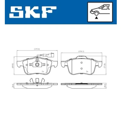 Abbildung von SKF VKBP 81043 E Bremsbelagsatz inkl. Verschleißwarnkontakt ALFA ROMEO: 159 Sportwagon, Limousine, Brera