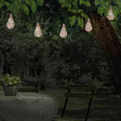 Abbildung von näve LED Lichterkette Glühbirne, 10 flammig, Solar, Glühbirnen klar, warmweiß, inkl. Solarpanel, Länge 300cm