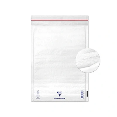 Abbildung von Clairefontaine 7346C Packung mit 10 weißen gepolsterten Luftpolsterfolien, 220 x 330 mm, 90 g/m²