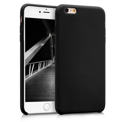 Abbildung von kwmobile Hülle kompatibel mit Apple iPhone 6 Plus / 6S Silikon Handy Case Handyhülle weiche Oberfläche kabelloses Laden Schwarz matt
