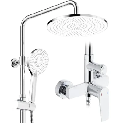 Abbildung von Rainsworth Duschsystem mit Armatur, 3 Strahlart(en), Regendusche Armatur aus Messing, 25cm