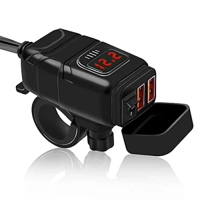 Abbildung von RUIZHI USB Steckdose 12V Kfz Ladegerät, Dual Ladegerät für Motorrad QC3.0 mit wasserdichtem Voltmeter und Ladeschutz Auto/Motorrad/SUV/Boot DC12 V
