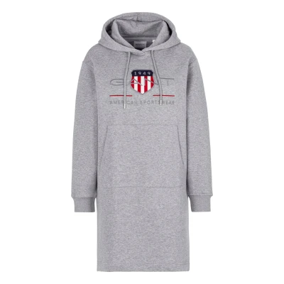 Abbildung von GANT Archive Shield Hoodie Dress Freizeitkleid, Damen, Größe: Large, Grey melange