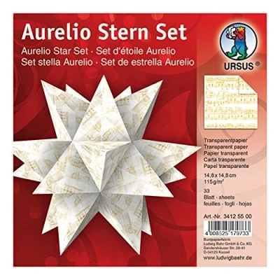 Abbildung von Ludwig Bähr Faltblätter Aurelio Stern Noten gold 115g/qm 14,8x14,8cm