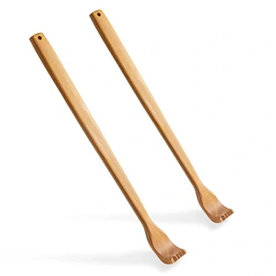 Abbildung von 2 Stück Holz Rückenkratzer, Kratzhand für Sofortige Linderung von Juckreiz Körper Entspannung, Back Scratcher with Long Handle (Holzfarbe)