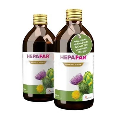 Abbildung von Hepafar Drink 2 x 500 ml für 40 Tage Mariendistel, Grüner Tee, Mangan, Löwenzahn &amp; Artischocke LeberTee 80% Silymarin Sensilab