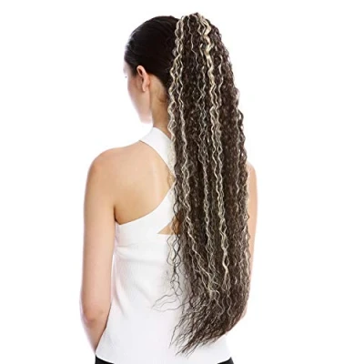 Abbildung von WIG ME UP N857 V 8TT26 Haarteil Zopf Pferdeschwanz extrem lang voluminös lockig Krepplocken gekreppt Afro Kinks Braun Goldblond Mix 75 cm