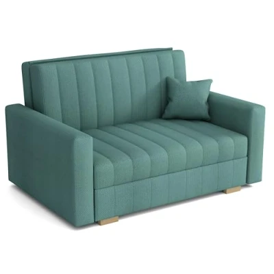 Abbildung von MEBLE LUX Sofa mit Schlaffunktion Zanzibar I 2 Sitzer 133 cm Breit Schlafsofa Bettkasten Couch Klein Mint