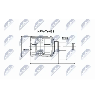 Abbildung von NTY NPW TY 038 Gelenksatz getriebeseitig, Vorderachse TOYOTA: Land Cruiser 100