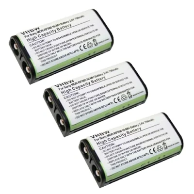 Abbildung von vhbw 3X Akku Ersatz für Sony BP HP550 11 Wireless Headset Kopfhörer (700mAh, 2,4V, NiMH)