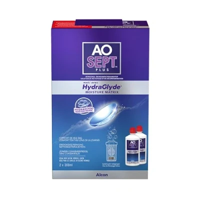 Abbildung von Aosept Plus mit Hydraglyde Kontaktlinsen Pflegemittel, Vorratspackung, 2 x 360 ml