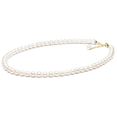 Abbildung von Gaura Pearls Perlenkette ECHTE Süßwasserzuchtperlen rund, weiß, 9 mm, 50 53 cm, 585 Gelbgold plattiert